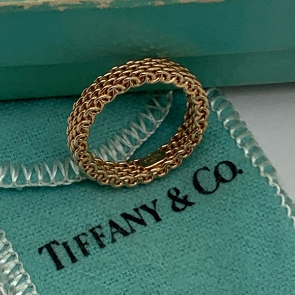 Tiffany&co 18 Kt Somerset Mesh Ring Size 5 - Picture 6 of 12